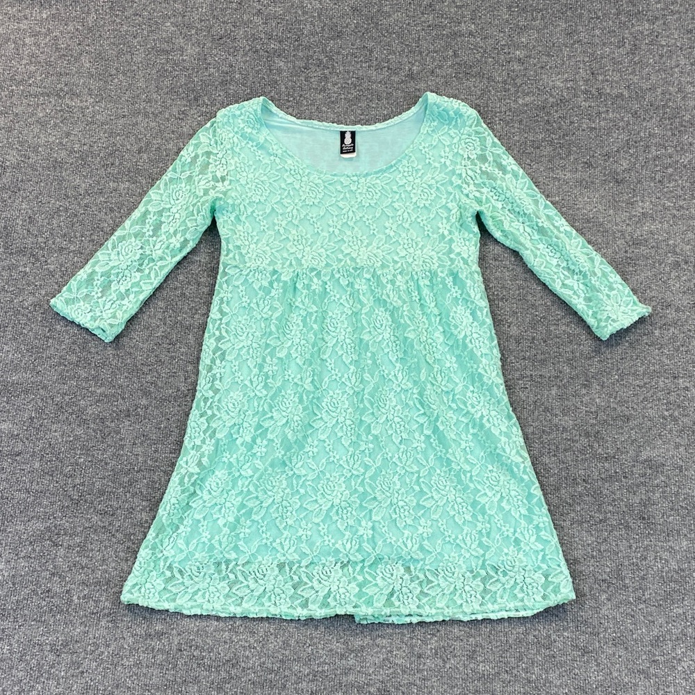 Pineapple Clothing Mint Green Lace Dress Women’s Size M 3/4 Sleeve 32” Chest USA